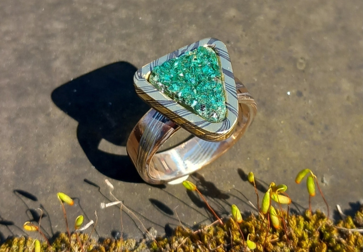 Dioptaas ring met Mokume-gane
